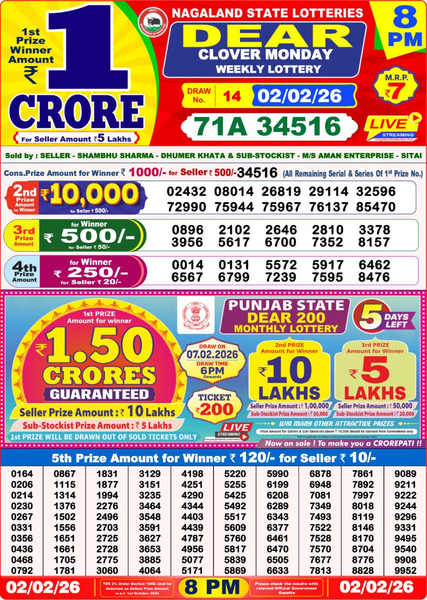 Sambad Lottery 8PM result image