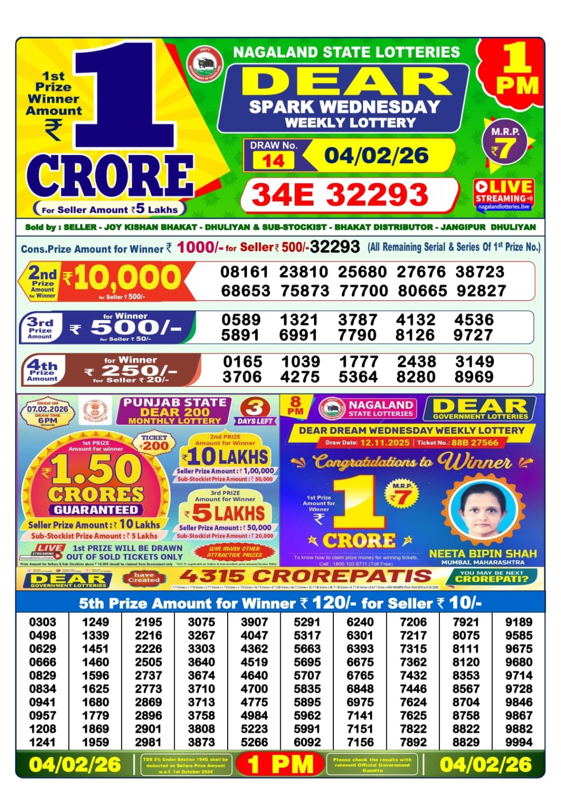 Sambad Lottery 1PM result image