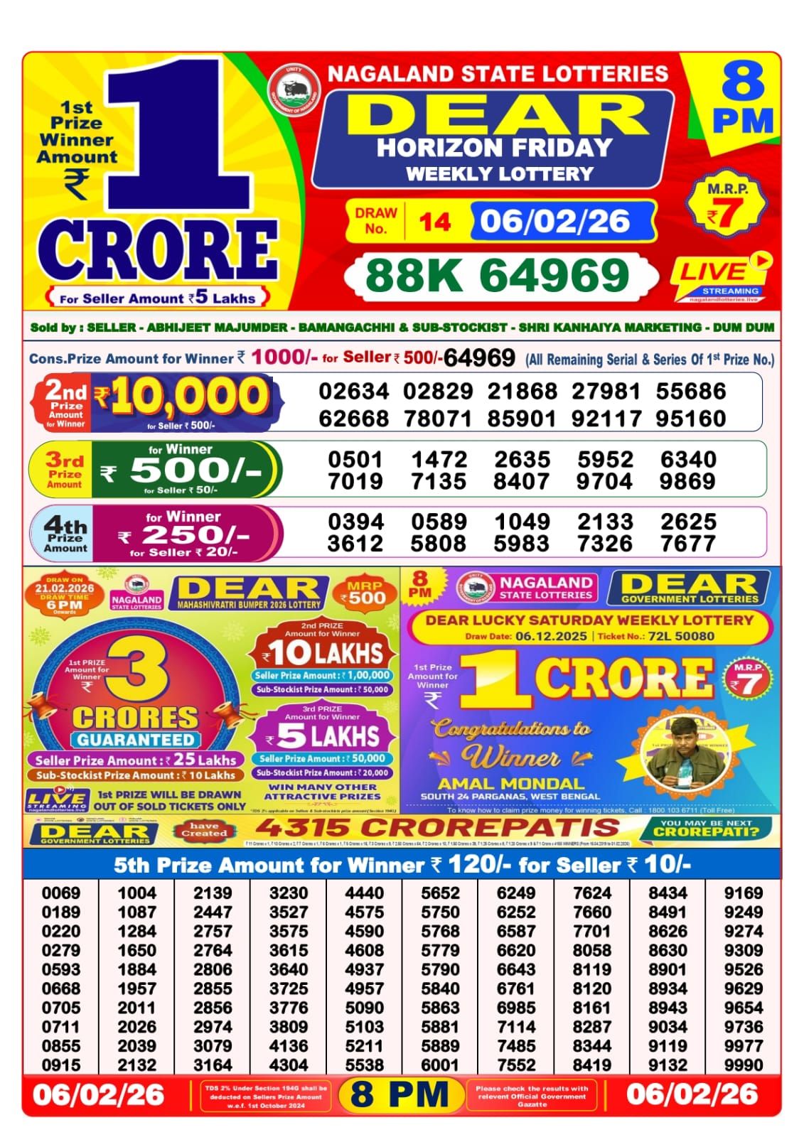 Sambad Lottery 8PM result image