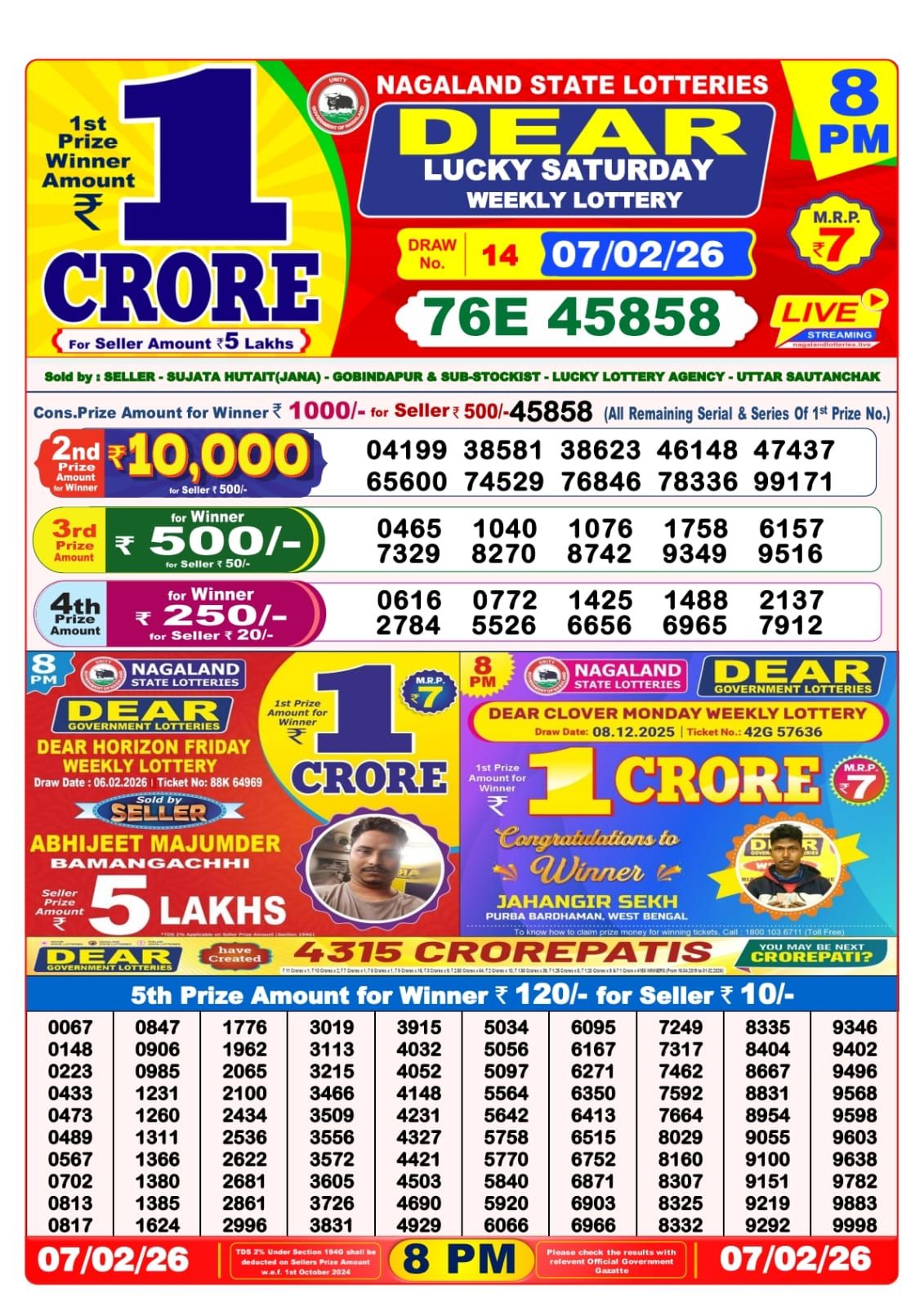 Sambad Lottery 8PM result image
