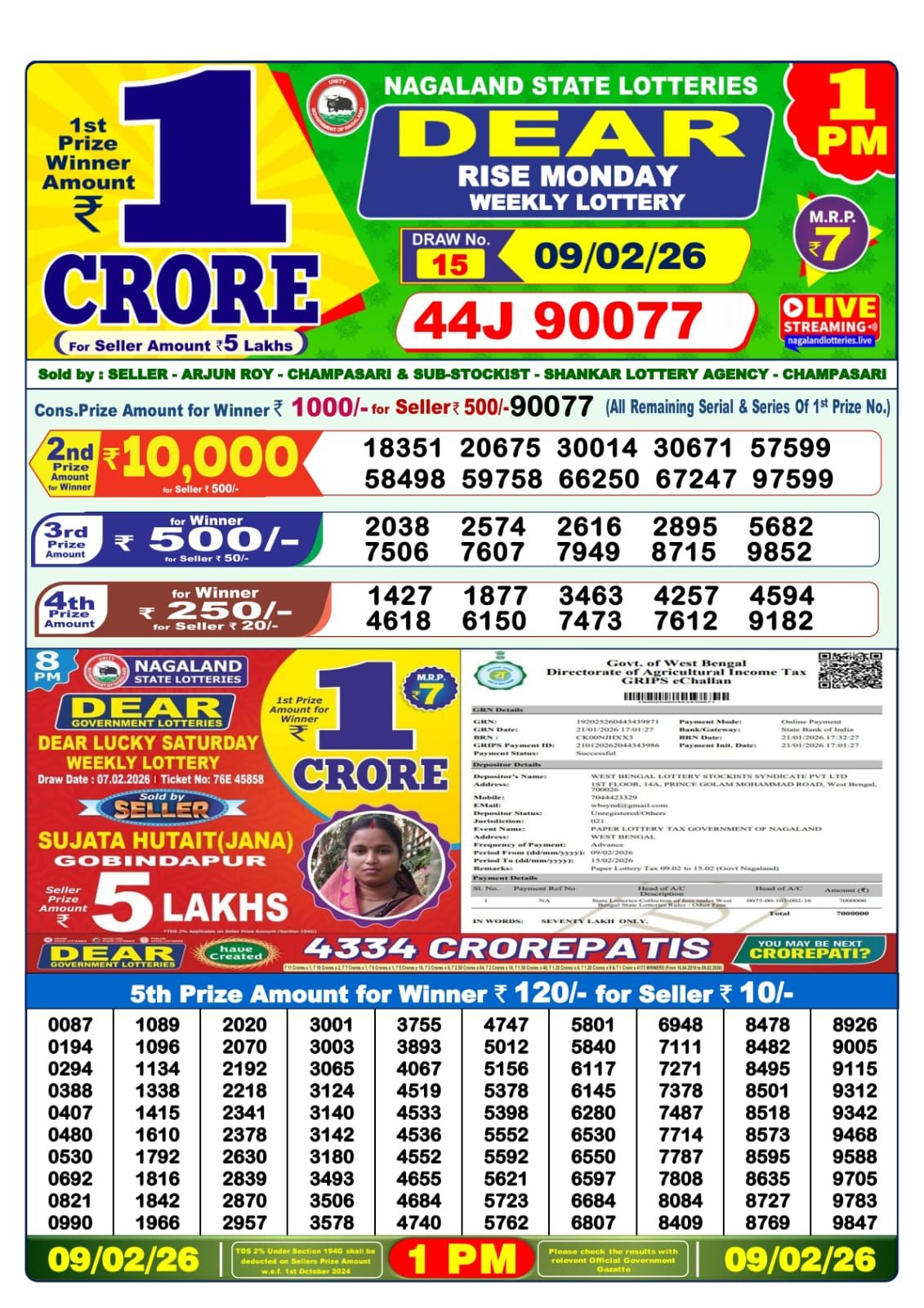 Sambad Lottery 1PM result image