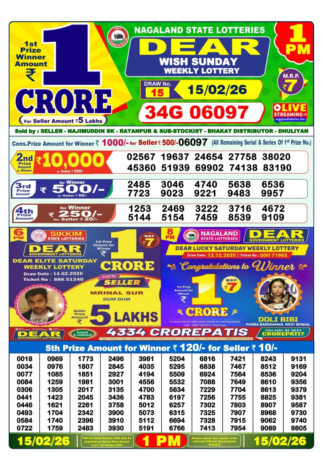 Sambad Lottery 1PM result image