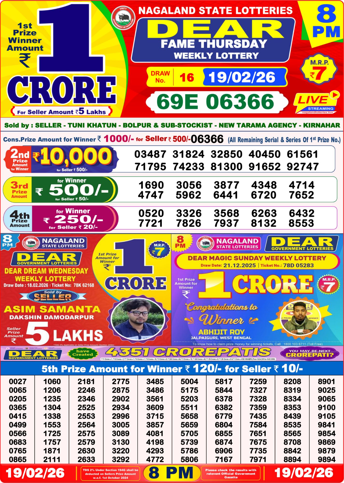 Sambad Lottery 8PM result image