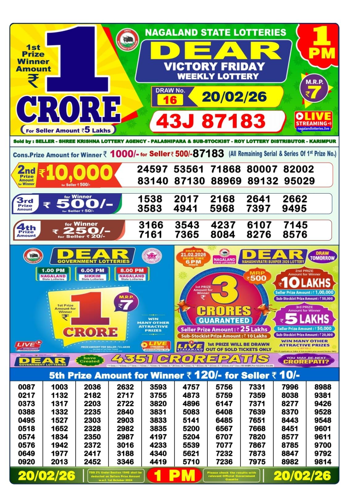 Sambad Lottery 1PM result image
