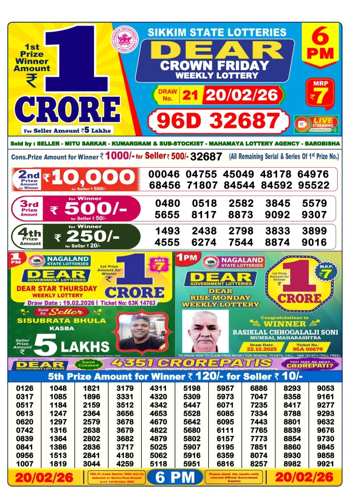 Sambad Lottery 6PM result image