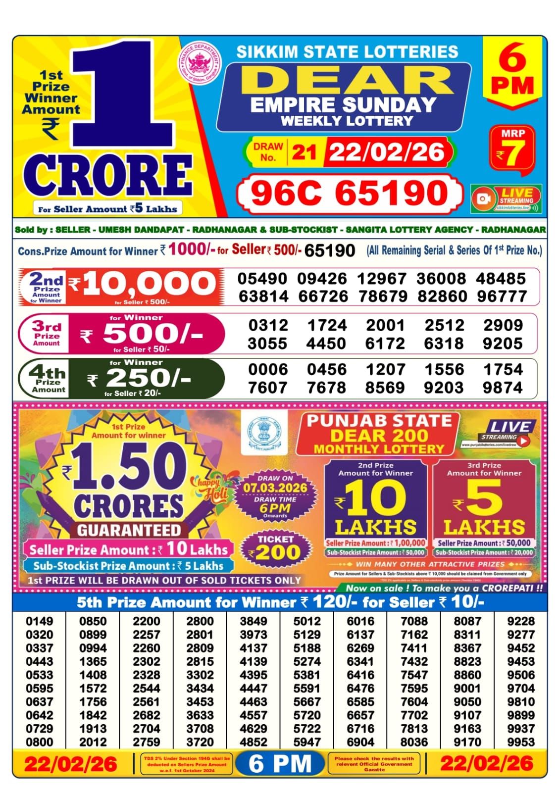 Sambad Lottery 6PM result image