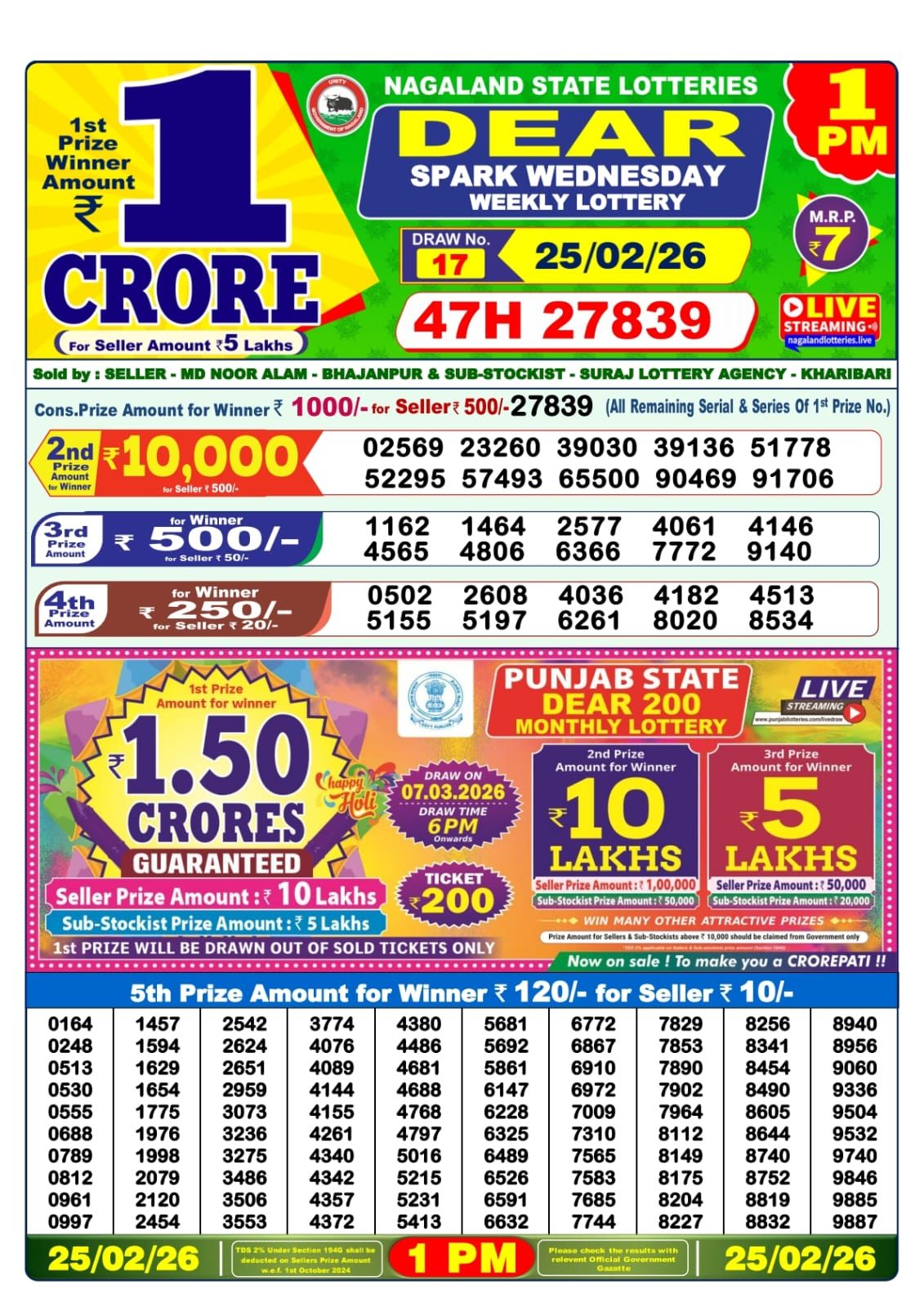 Sambad Lottery 1PM result image