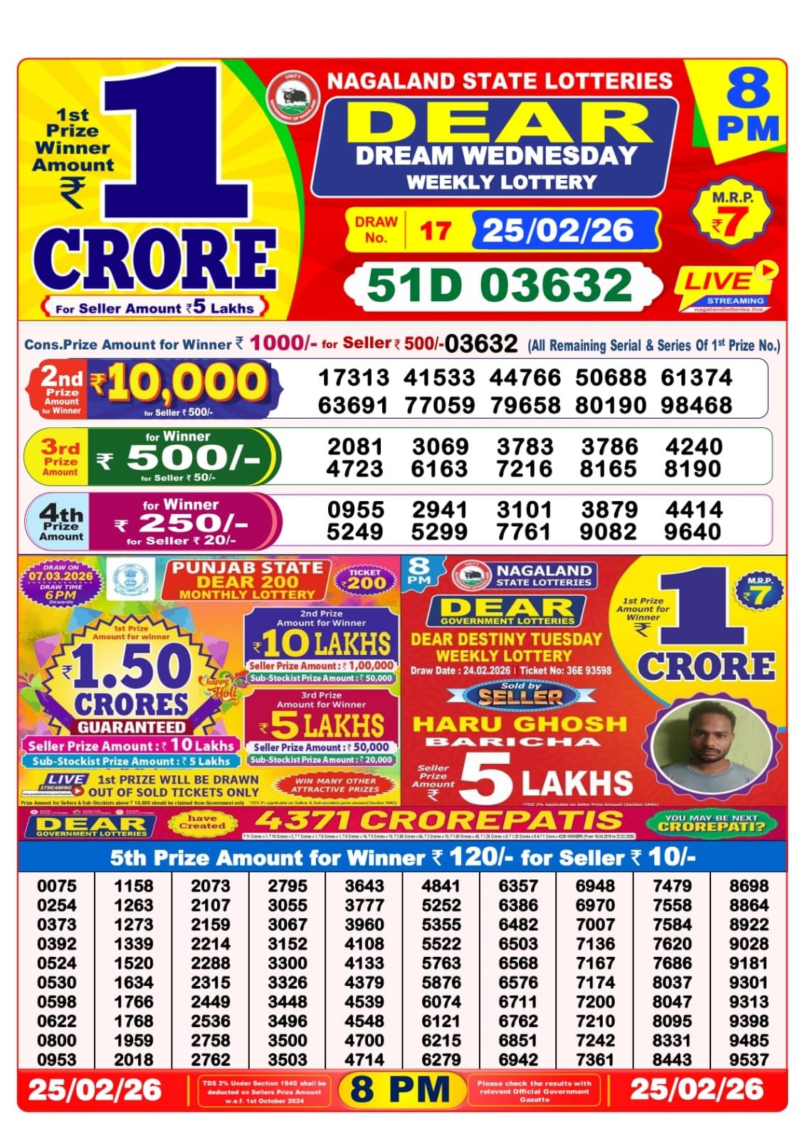 Sambad Lottery 8PM result image