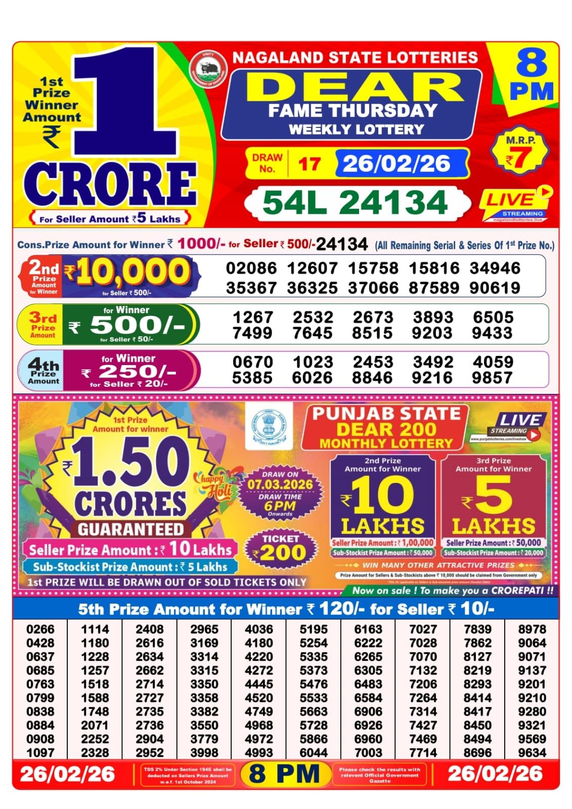 Sambad Lottery 8PM result image