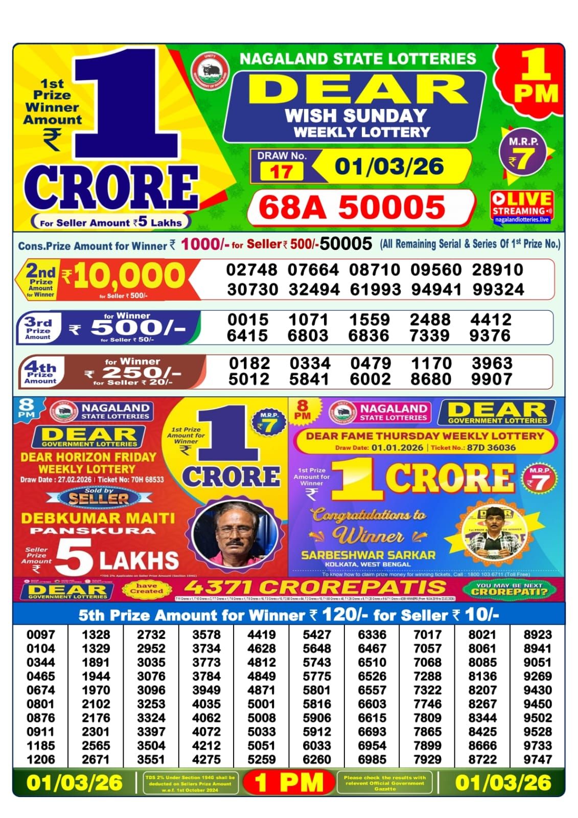 Sambad Lottery 1PM result image