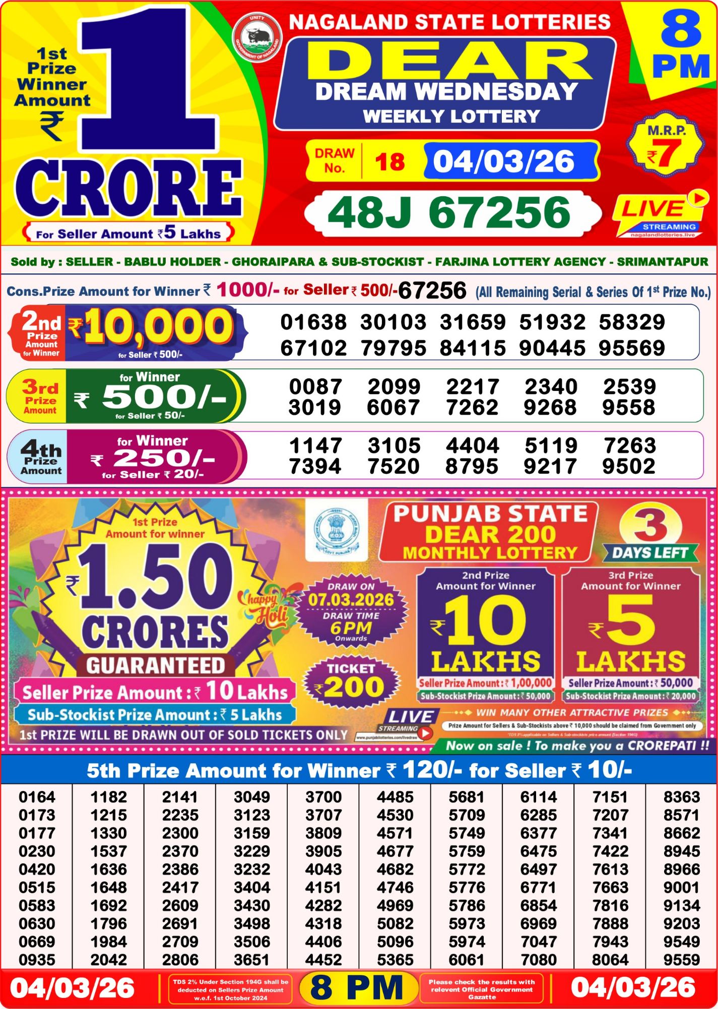 Sambad Lottery 8PM result image