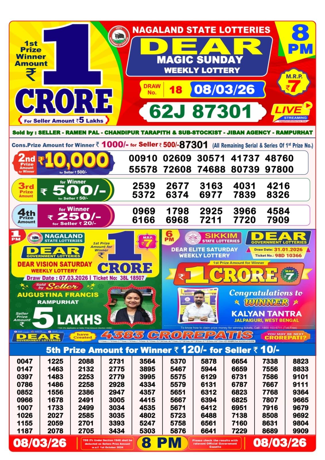Sambad Lottery 8PM result image