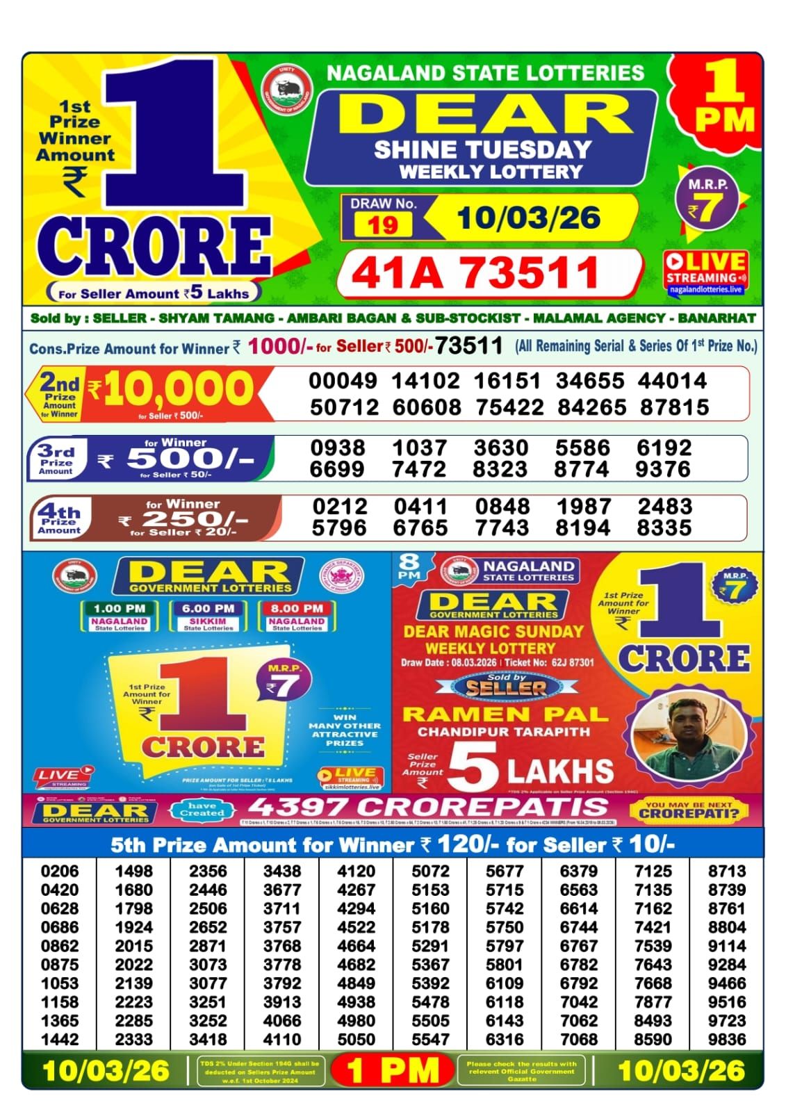 Sambad Lottery 1PM result image