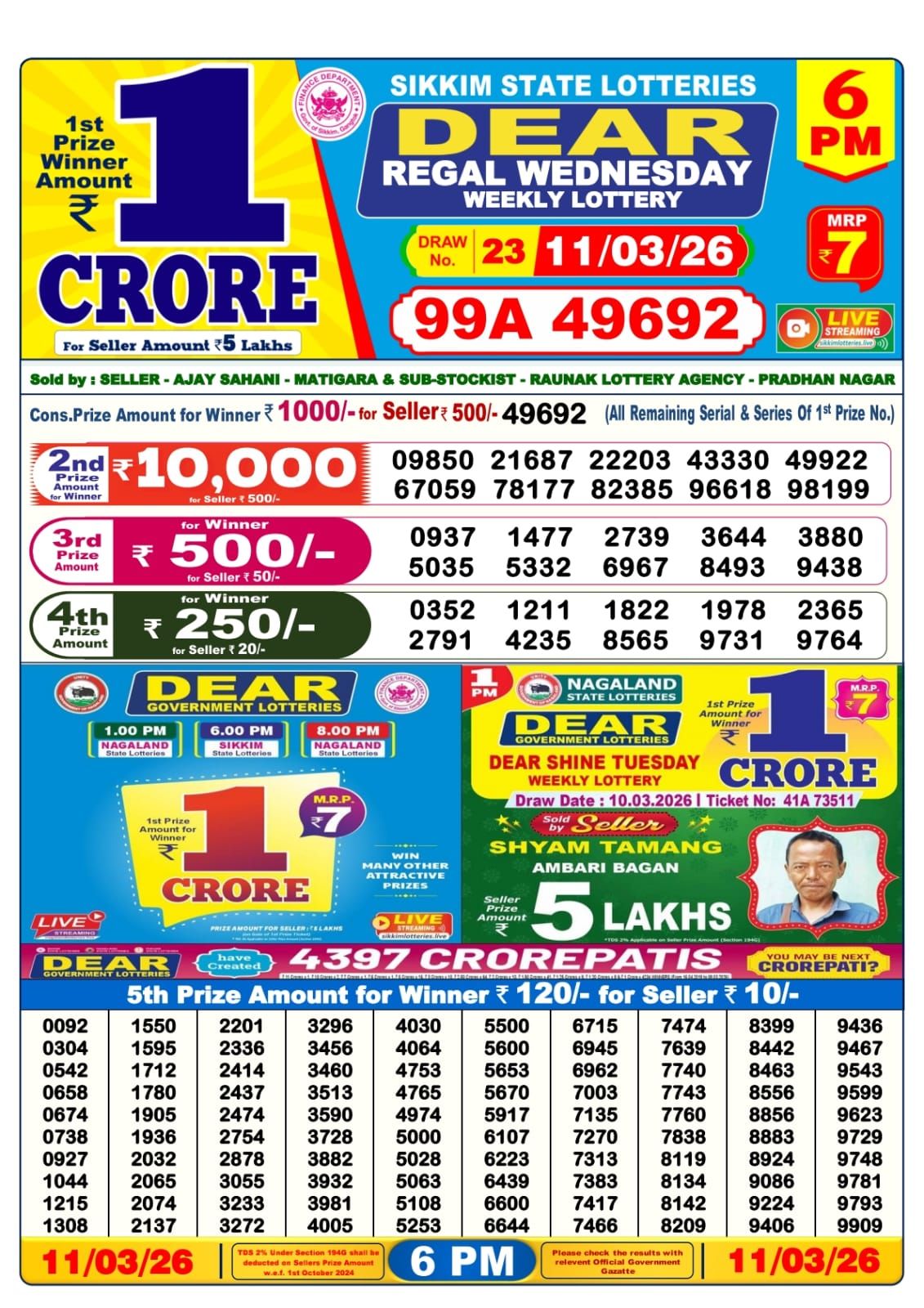 Sambad Lottery 6PM result image