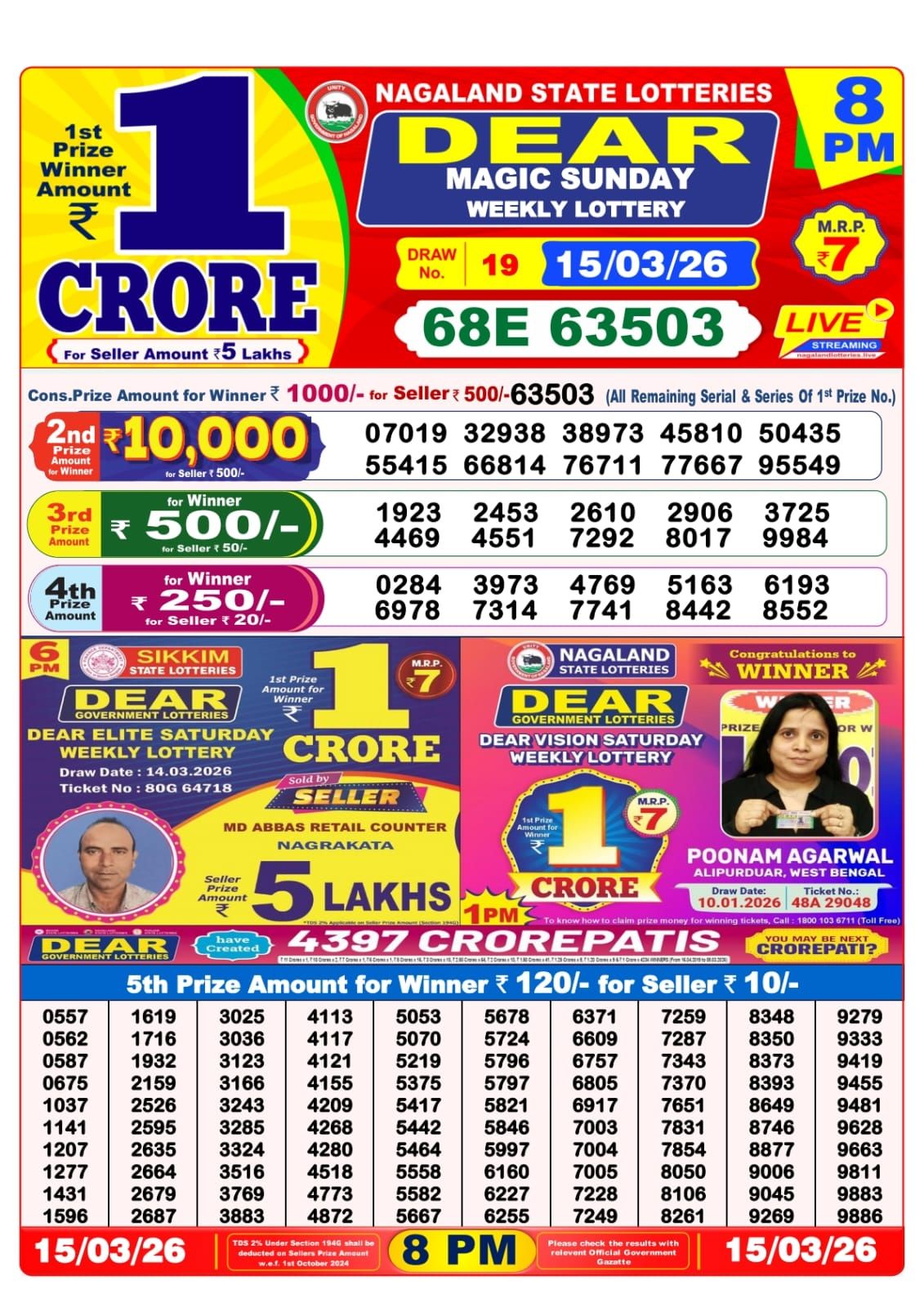 Sambad Lottery 8PM result image