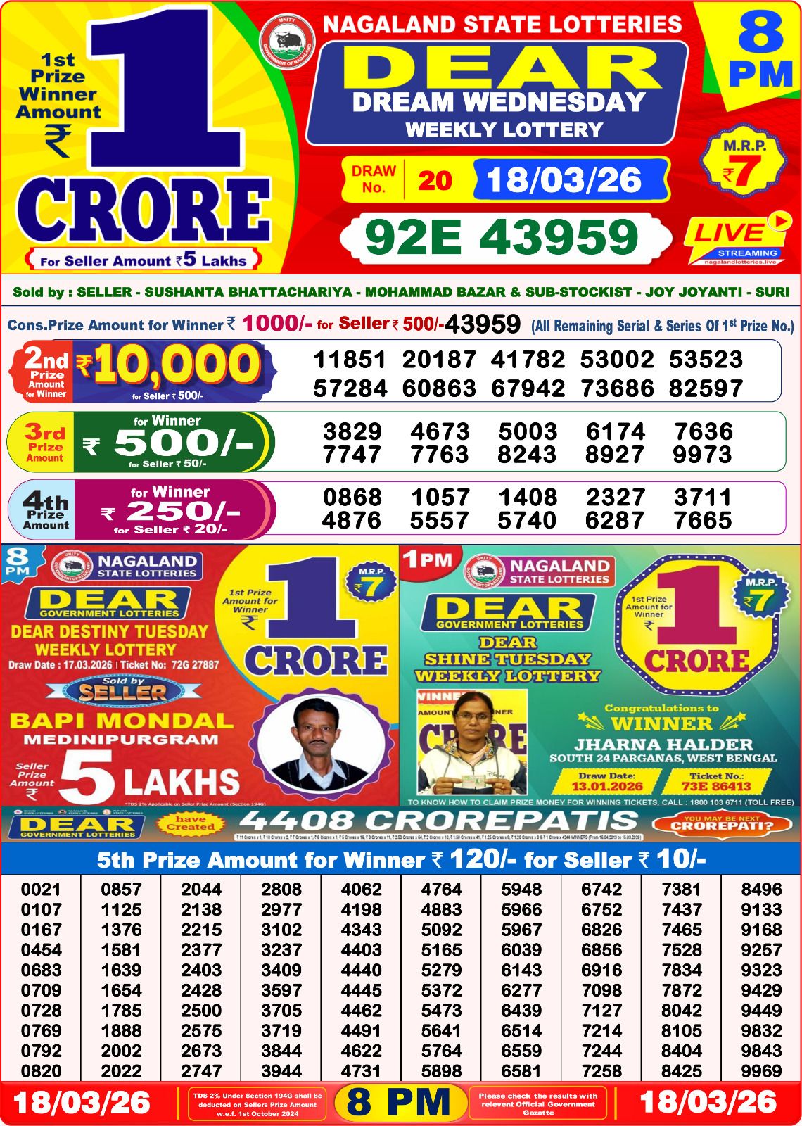 Sambad Lottery 8PM result image