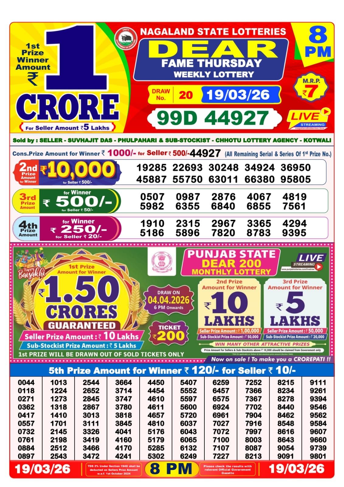 Sambad Lottery 8PM result image