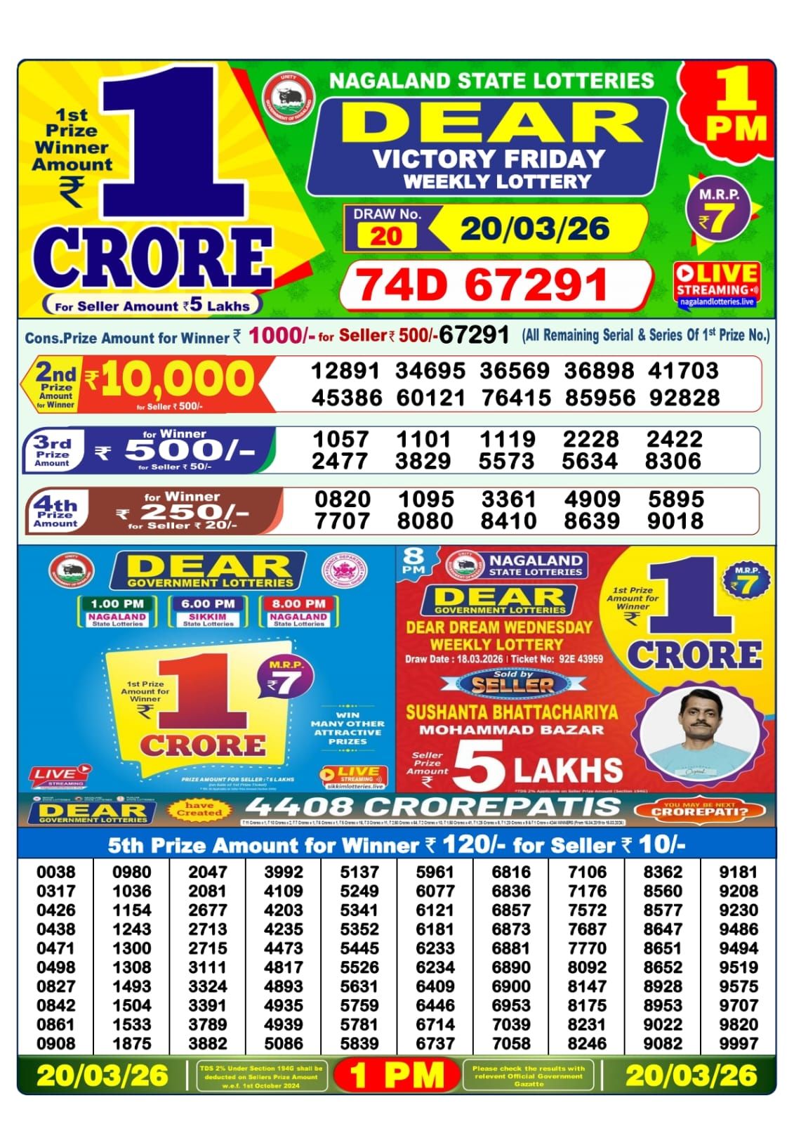 Sambad Lottery 1PM result image