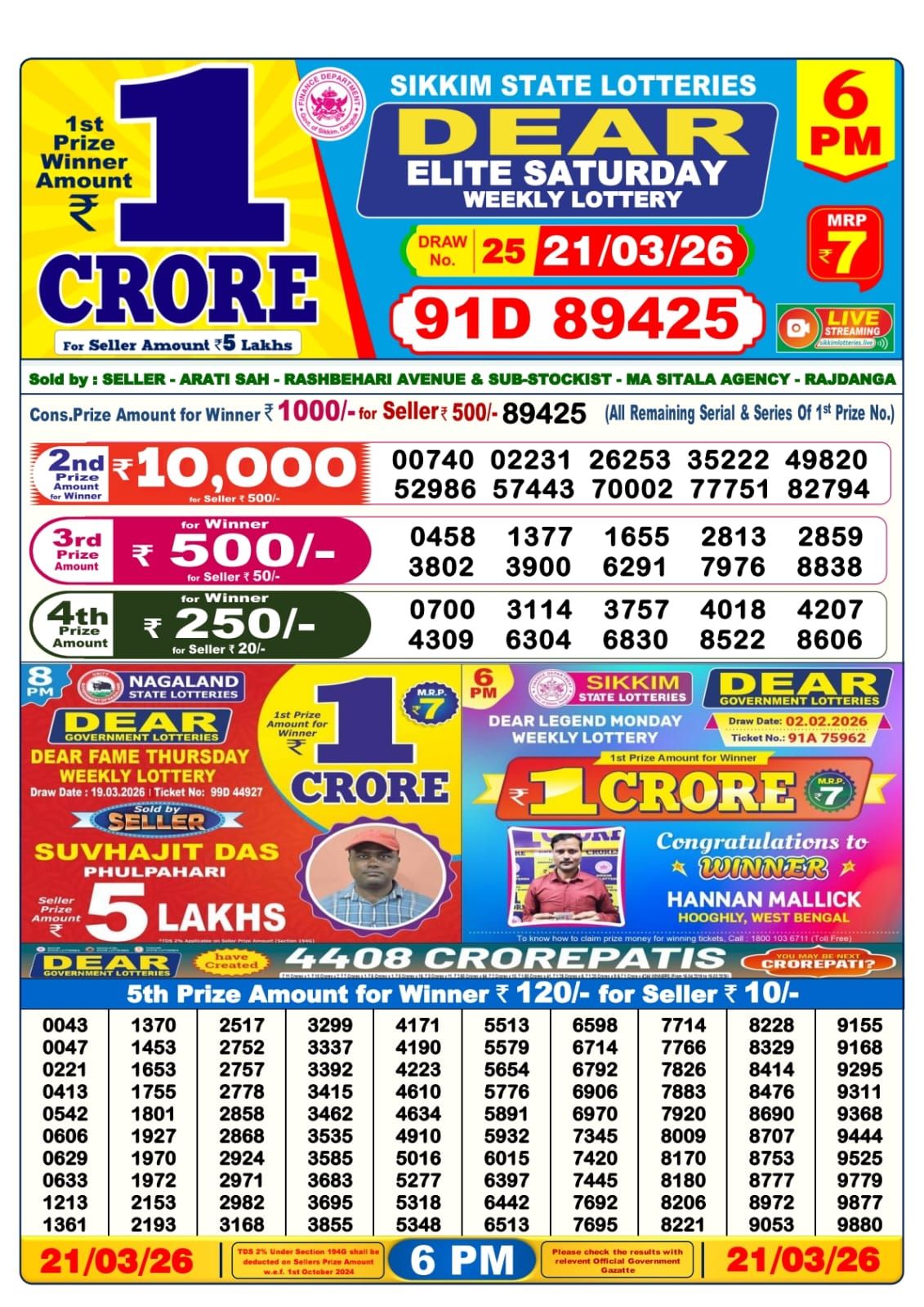 Sambad Lottery 6PM result image
