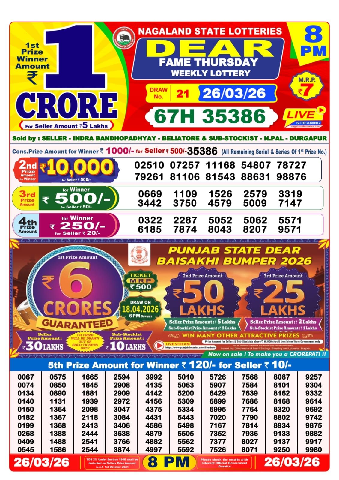 Sambad Lottery 8PM result image