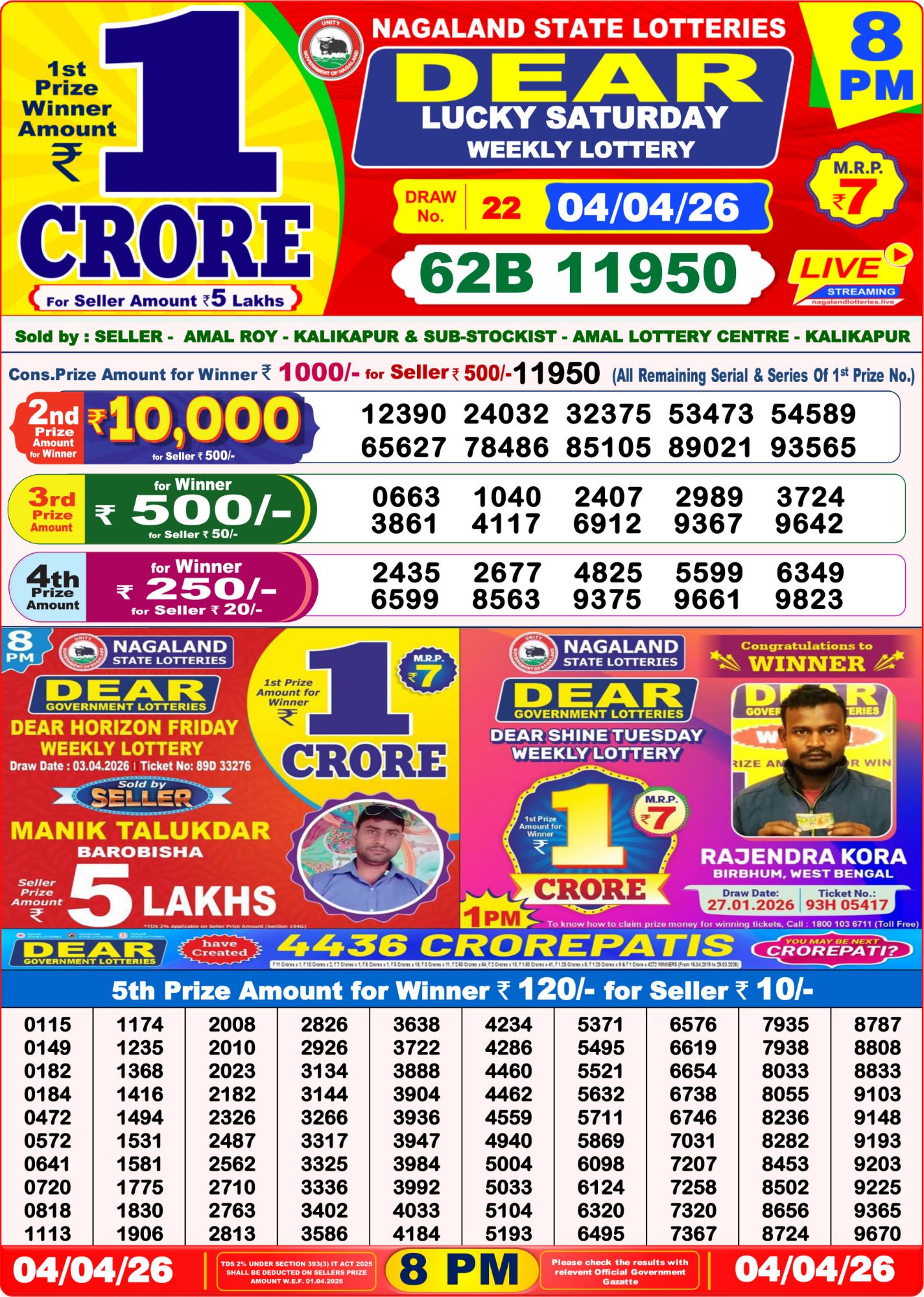Sambad Lottery 8PM result image
