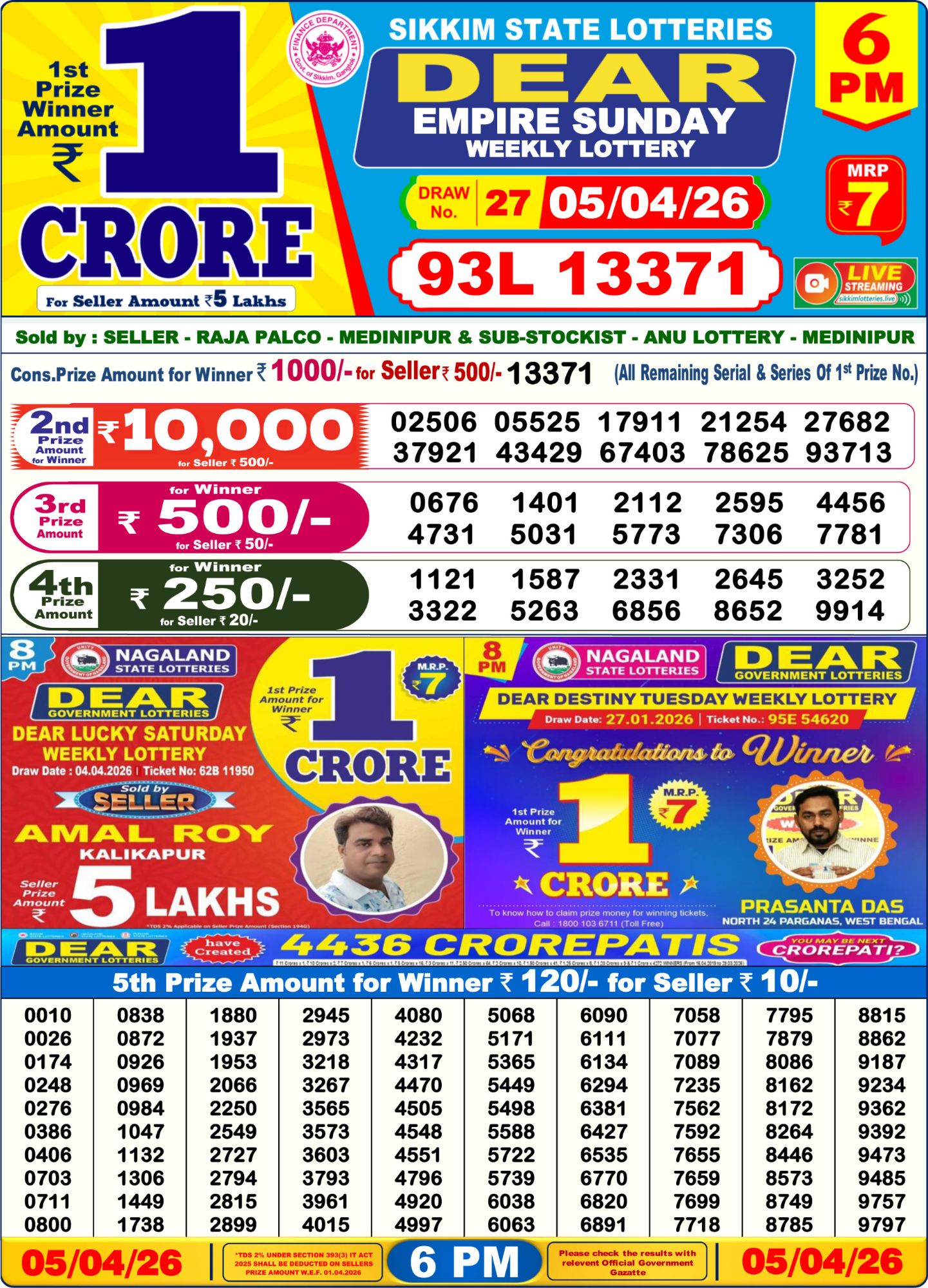 Sambad Lottery 6PM result image
