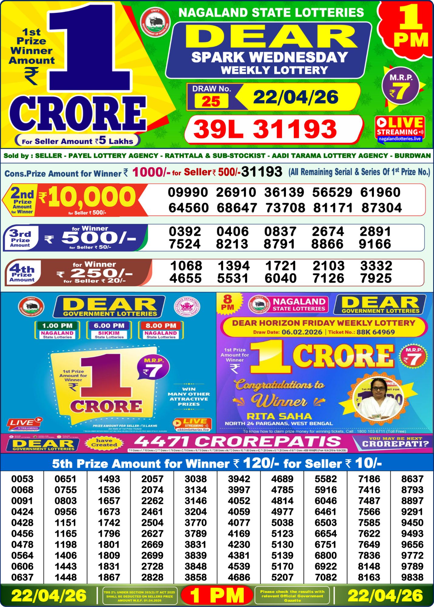Sambad Lottery 1PM result image