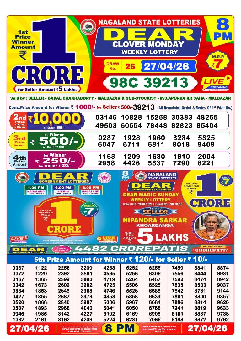 Sambad Lottery 8PM result image