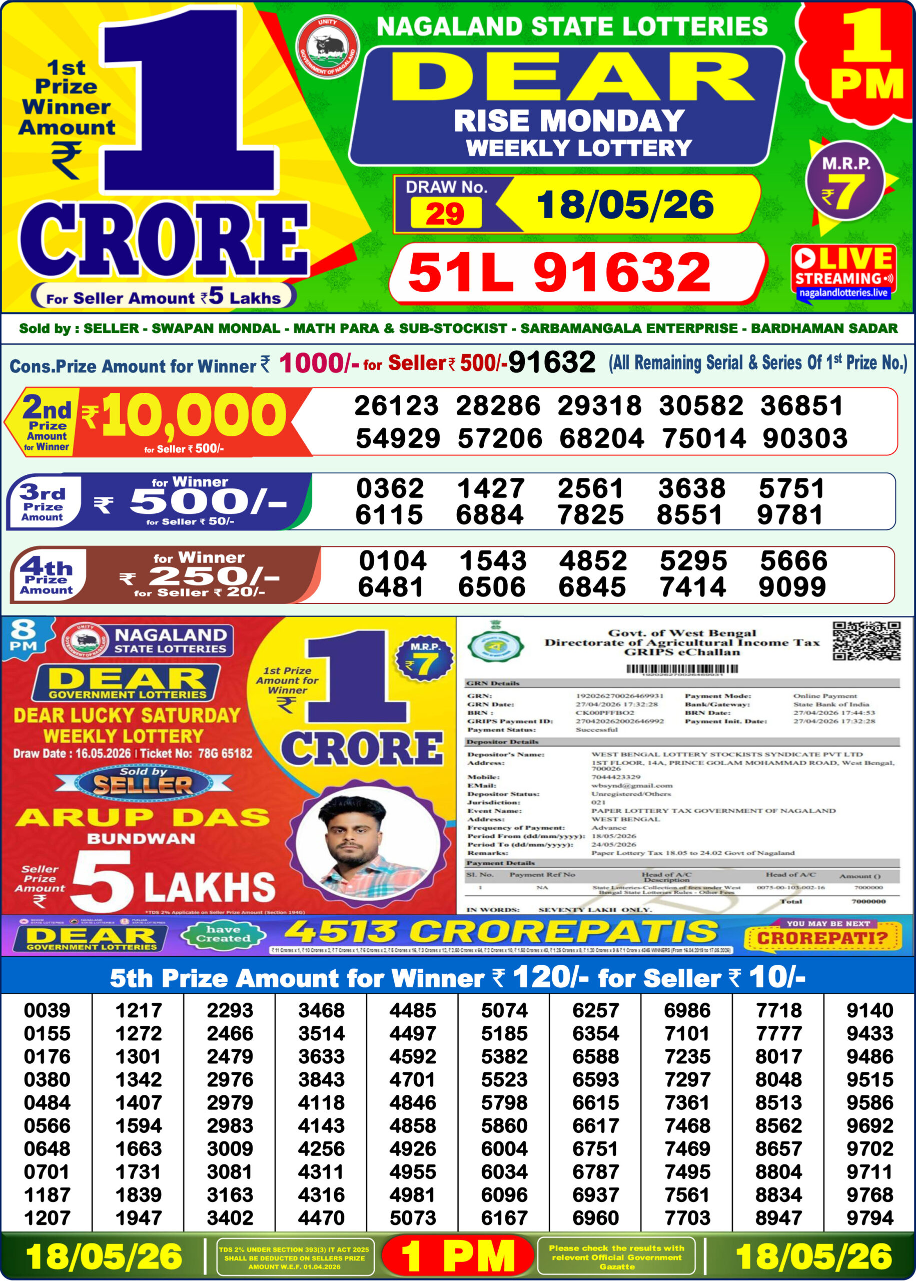 Sambad Lottery 1PM result image