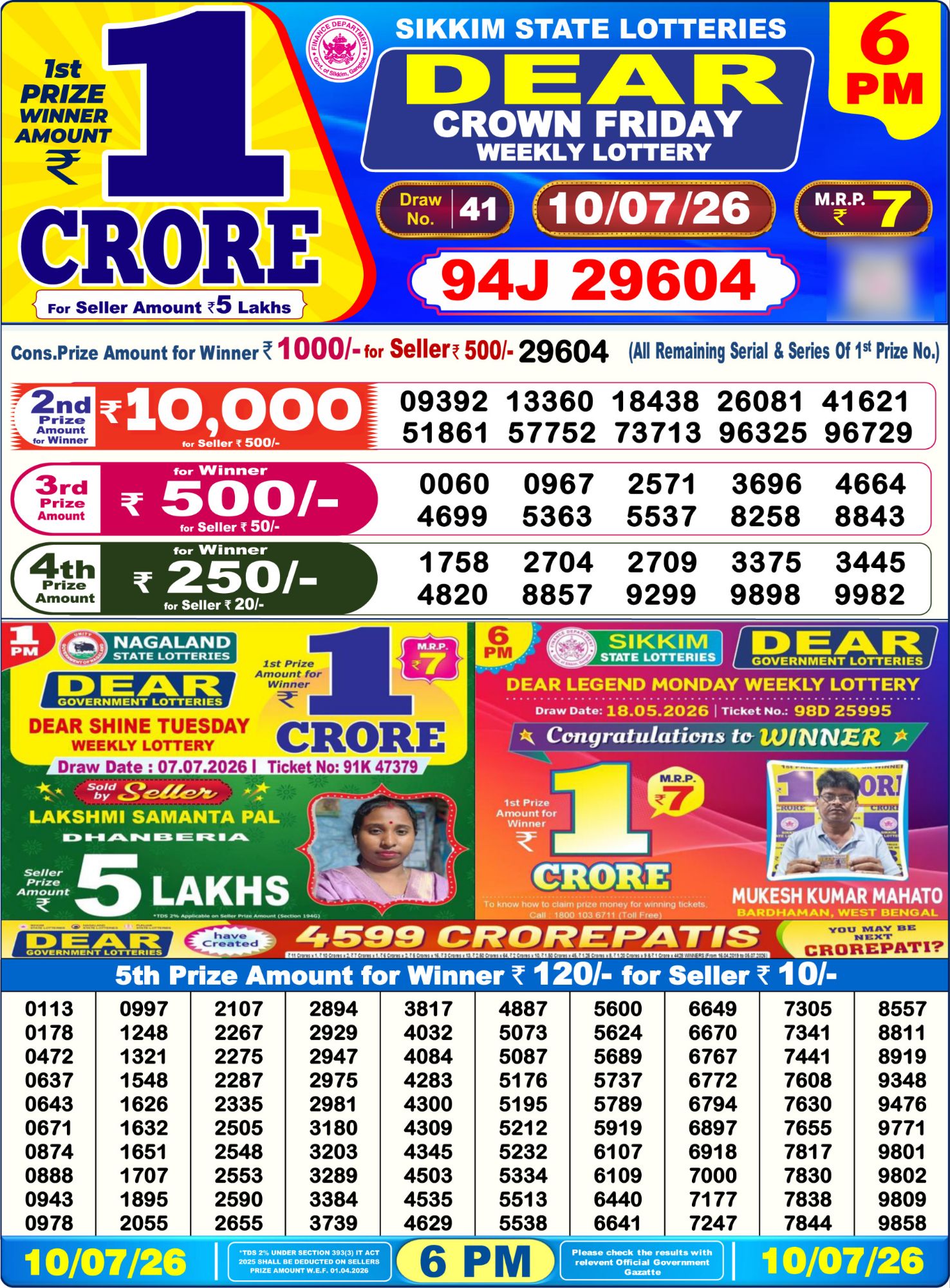 Sambad Lottery 6PM result image