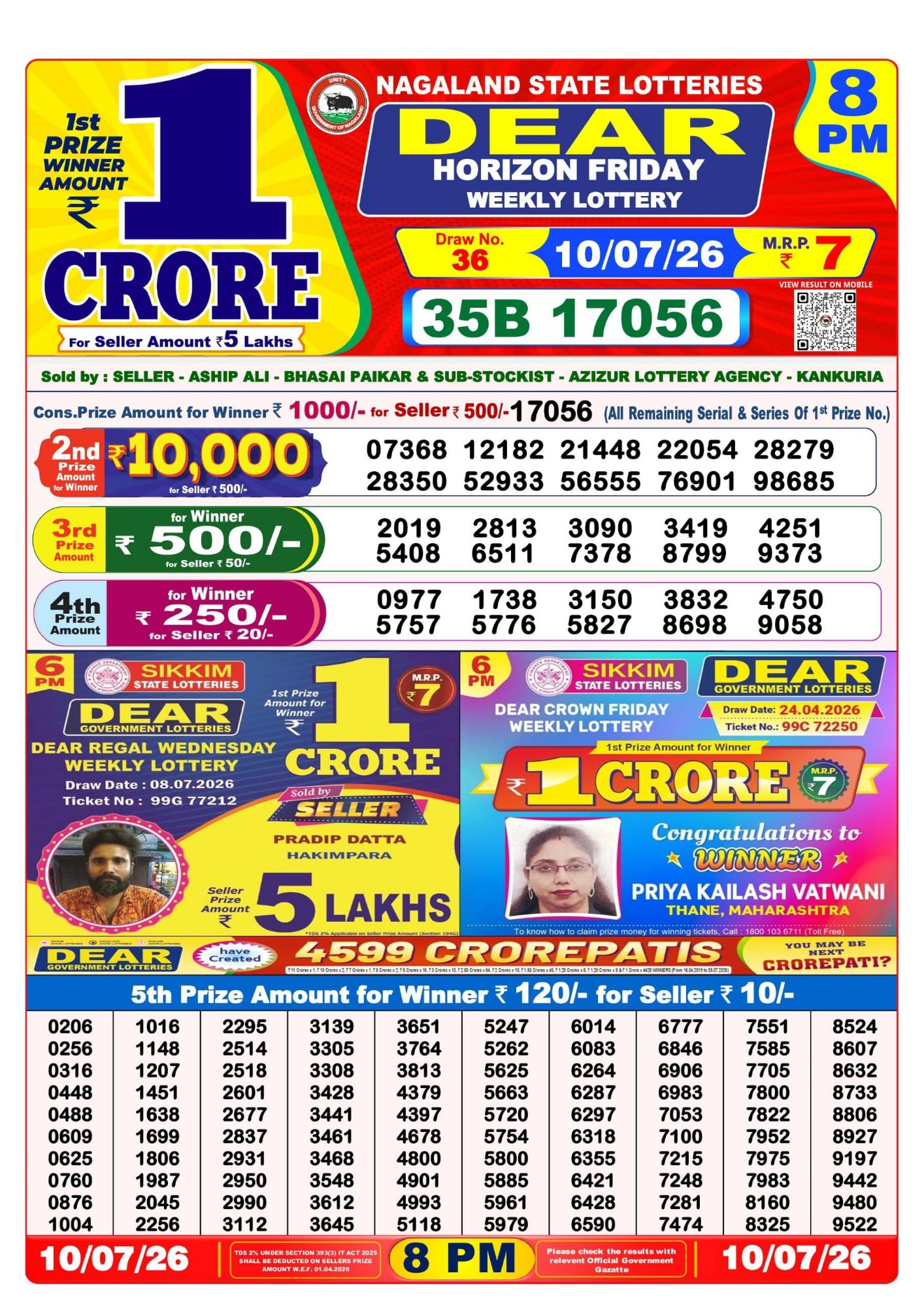 Sambad Lottery 8PM result image
