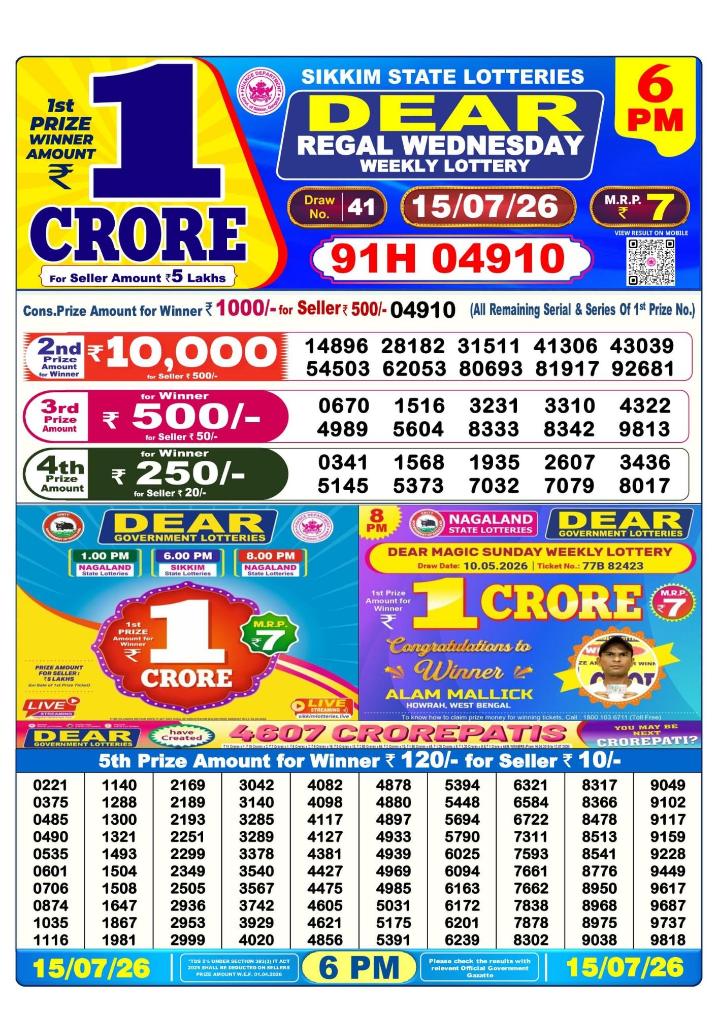 Sambad Lottery 6PM result image