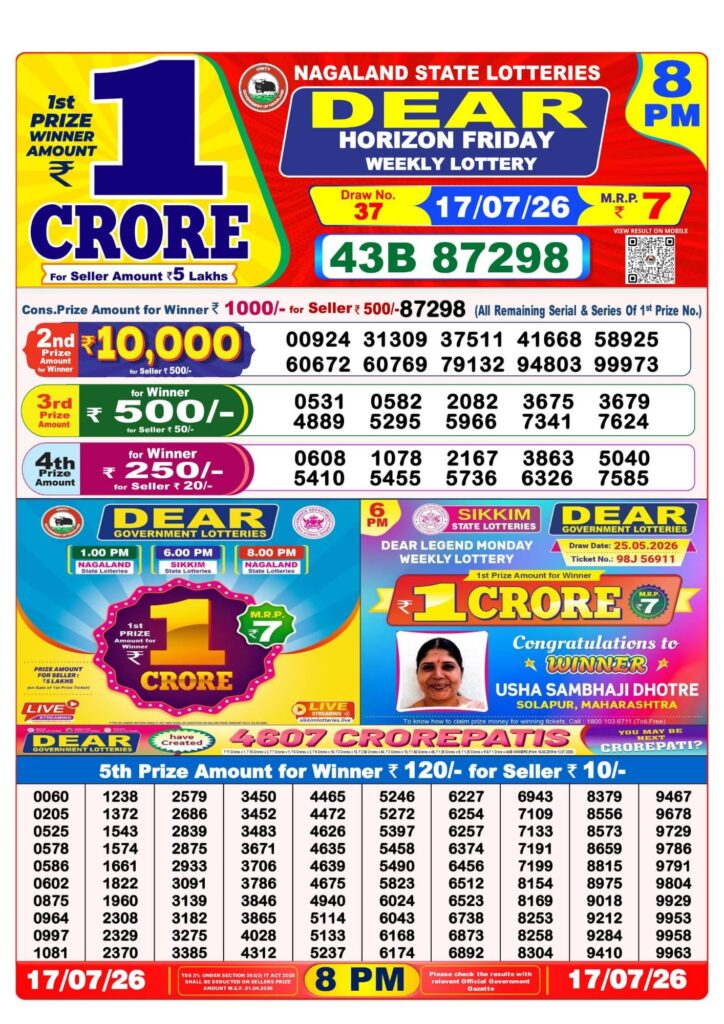 Sambad Lottery 8PM result image