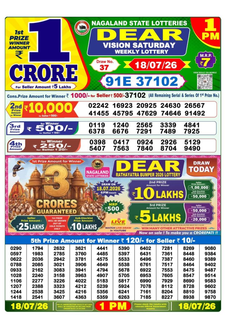 Sambad Lottery 1PM result image