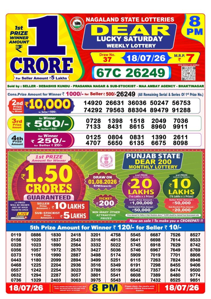 Sambad Lottery 8PM result image