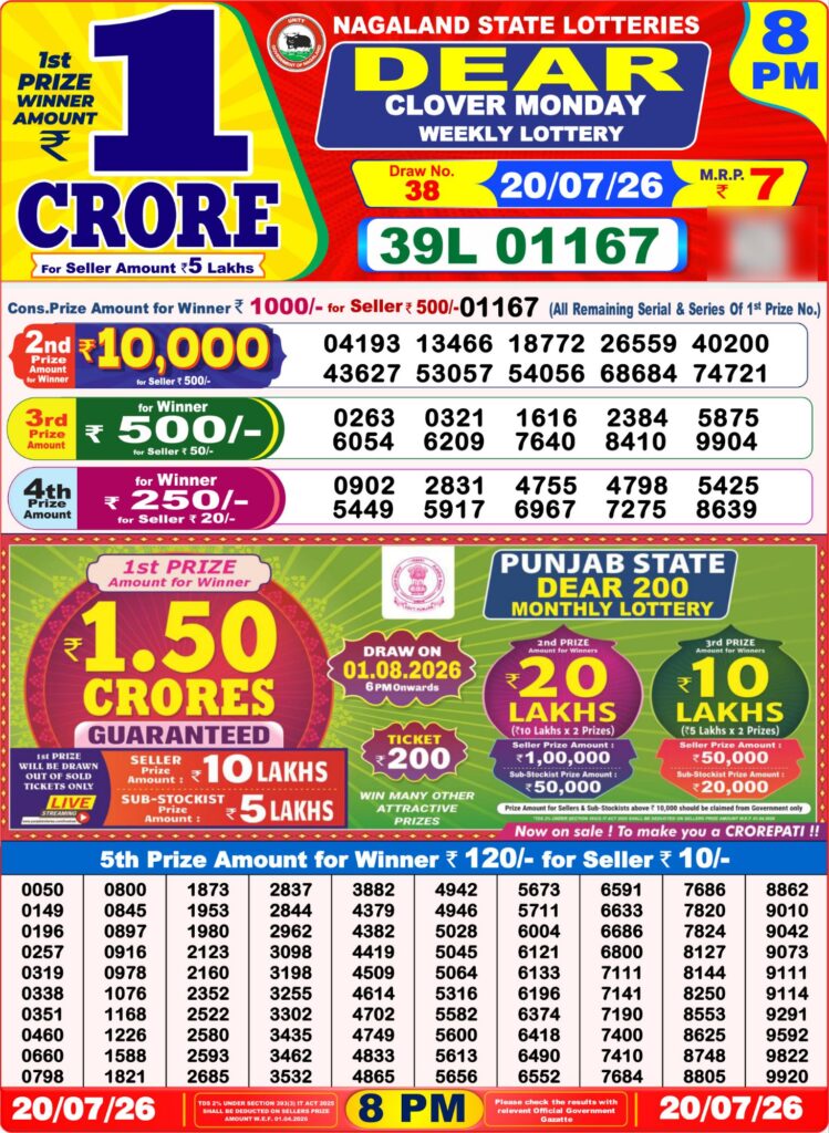 Sambad Lottery 8PM result image