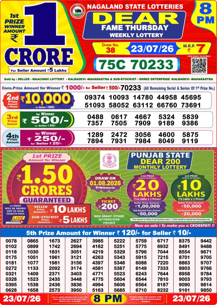 Sambad Lottery 8PM result image