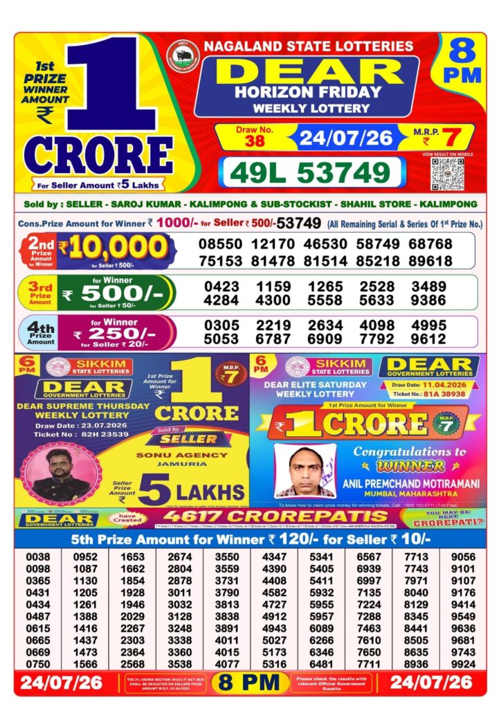 Sambad Lottery 8PM result image