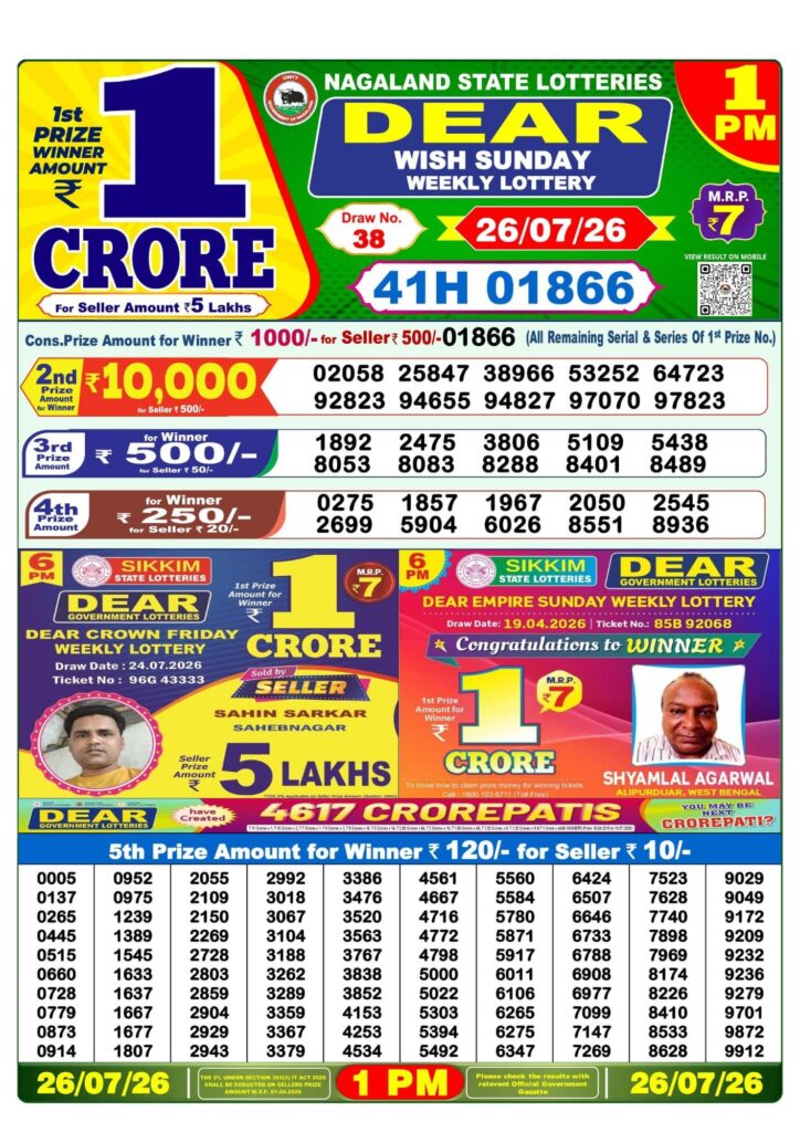 Sambad Lottery 1PM result image