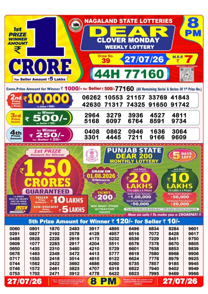 Sambad Lottery 8PM result image