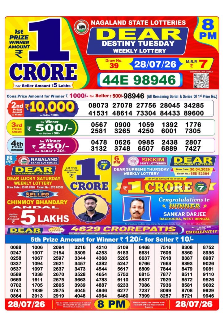 Sambad Lottery 8PM result image