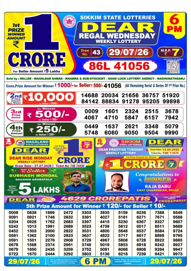 Sambad Lottery 6PM result image