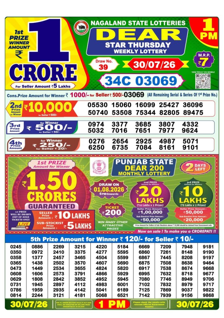 Sambad Lottery 1PM result image